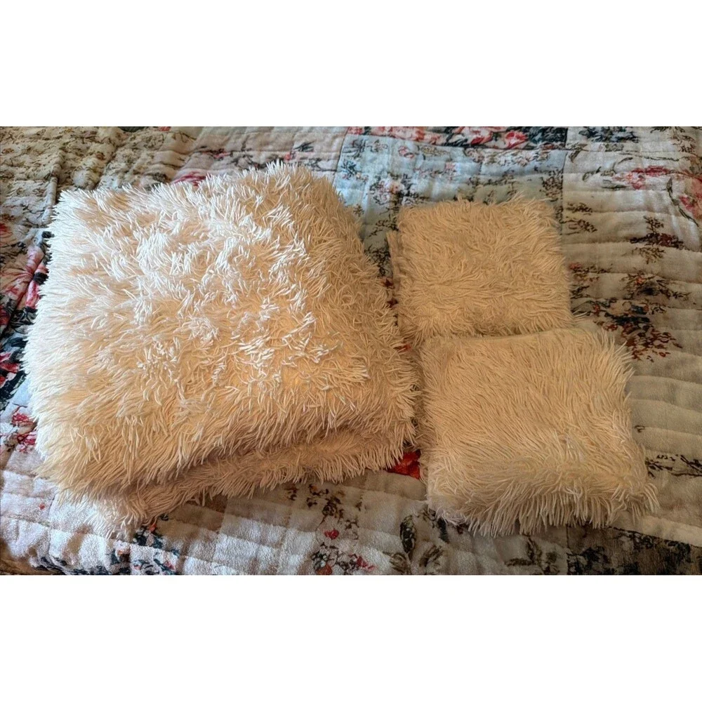 Bare Home Shaggy Duvet Cover Plush Super Soft King Set w/2 King Pillowcases. EUC